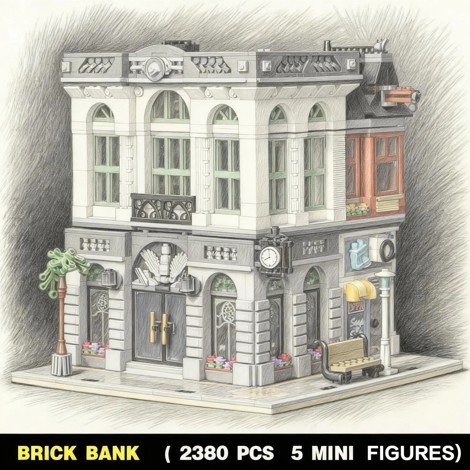 

2380pcs Street View European House Brick Bank 10251 Modular Building Block Puzzle Model Bricks Toy For Birthday Christmas Gift
