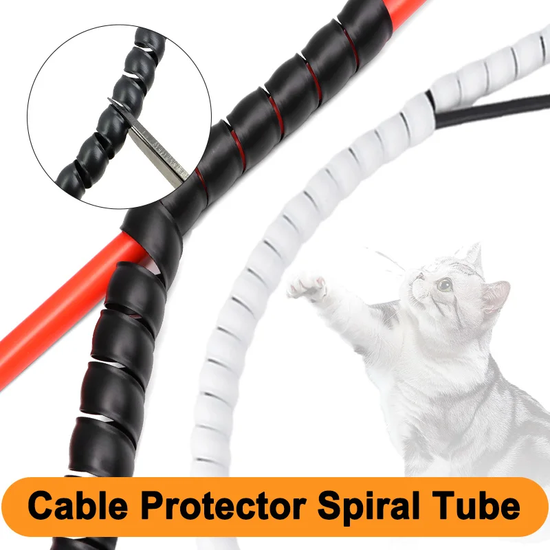 Spiral Wire Protective Sleeve 8 10 12 14 16 20 25 30 35mm PP Flame Retardant Home Wiring Line Organizer Flexible Cable Protector