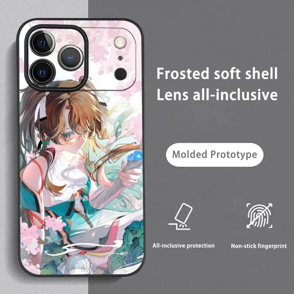 حافظة هاتف Zhezhi Wuthering Waves لهاتف آيفون 17 16 15 14 13 12 11 Pro Max Plus Mini Black Frosted Soft Shell Funda #3