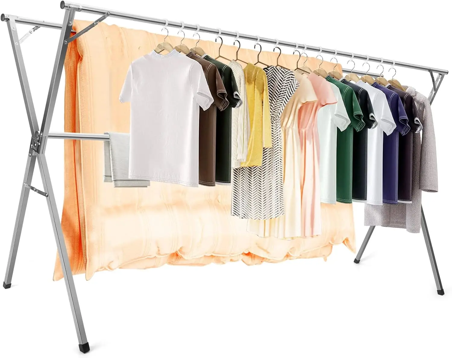 

Clothes Drying Rack for Laundry Foldable, 79 inch Stainless Steel Pool Towel Rack Outdoor Free Standing Clothing Hanger Indoor