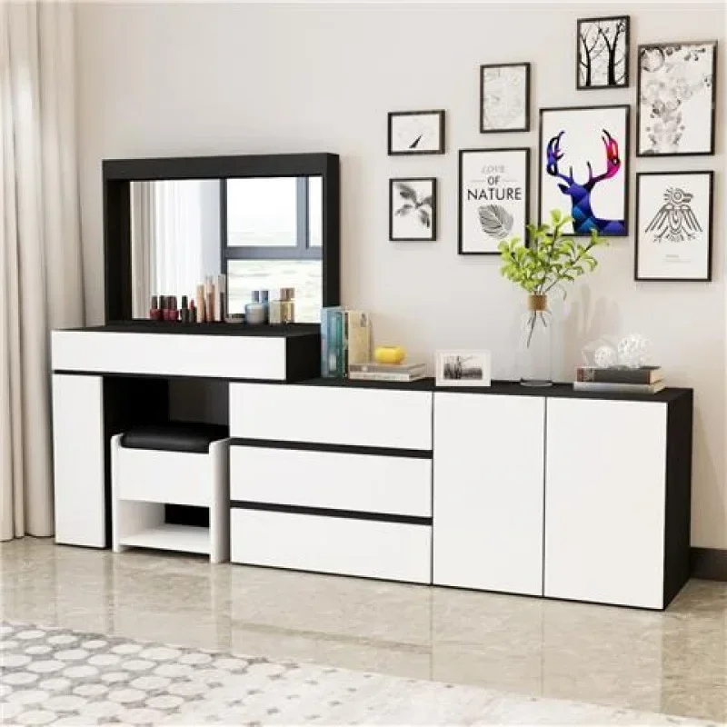 Bedroom dresser storage cabinet integrated modern simple telescopic TV cabinet dresser combination small apartment dresser table