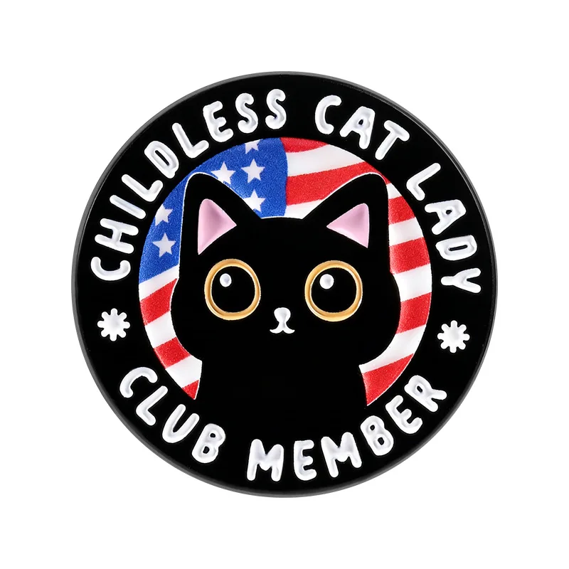 Cartoon black cat circular badges, cute animal club alloy decorative pins, Accessories for clothing and bags, gifts for friends