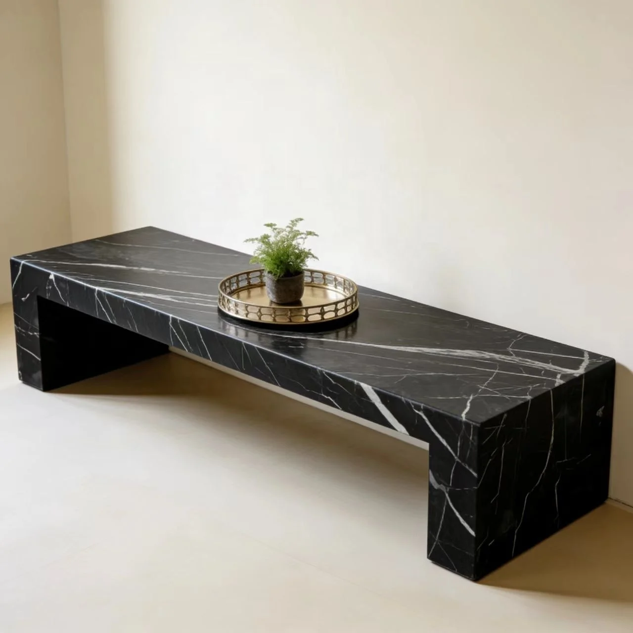 Modern Luxury Nordic Marble Plinths Durable Coffee Table Black Marquin Base Center Table Set Furniture Bedroom Living Room