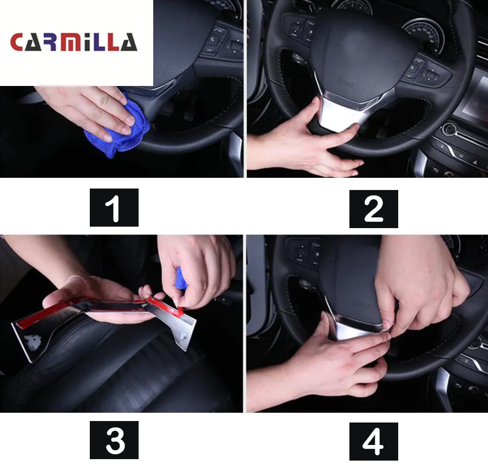 Car Steering Wheel Decorative Strips Cover Trim Stickers Fit for Peugeot 408 508 2014 2015 Accessories