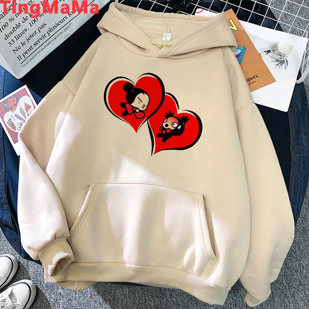 Kawaii Cartoon Pucca Hoodies Women Tops Vintage Clothing Fashion Y2k Style Punk Gothic Streetwear Unisex Tops Sweatshirts Female