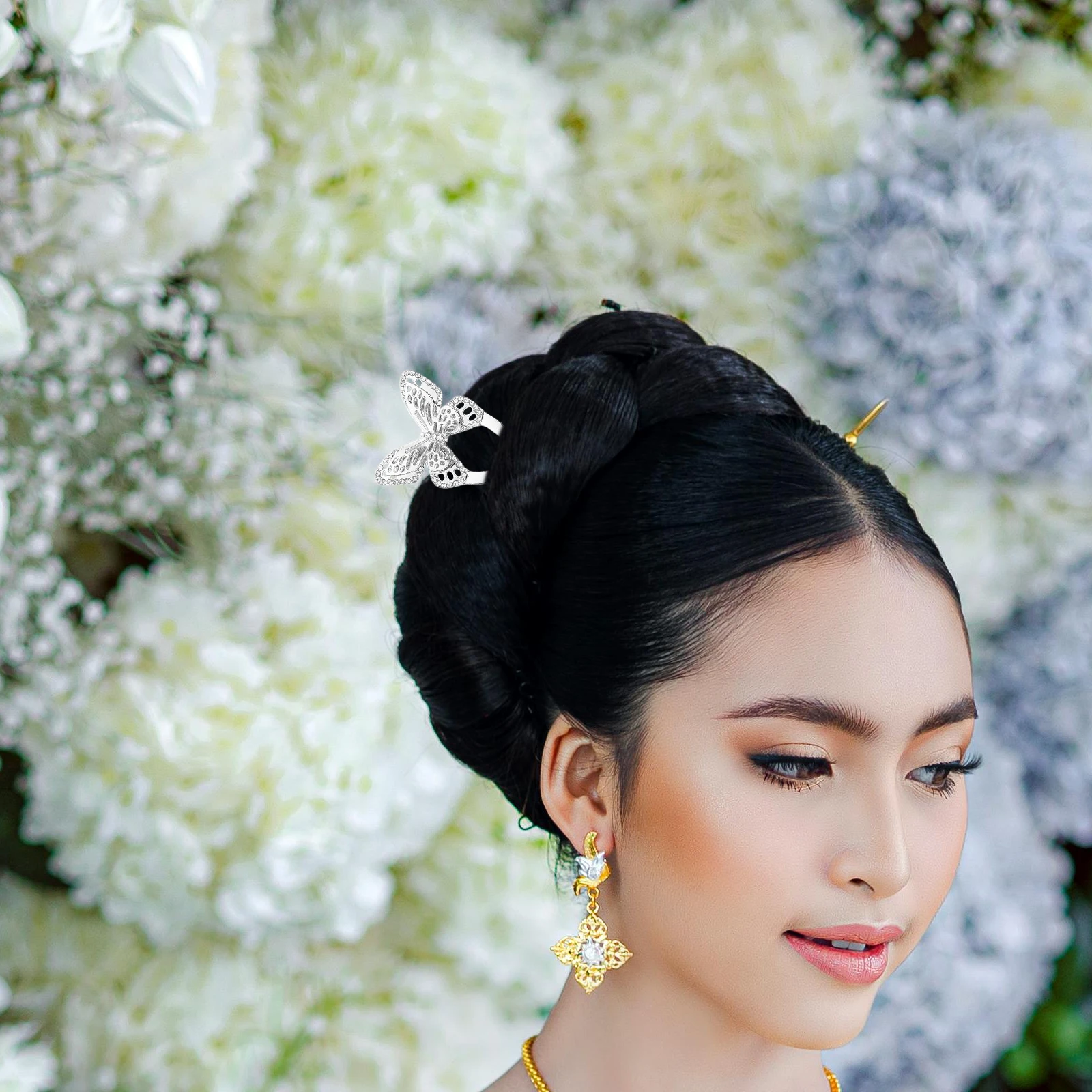 

3pcs Metal U-Shaped Hair Pins Butterfly French Hairpin Vintage Fork Sticks Secure Comb Design Elegant Hairstyle Accessories For