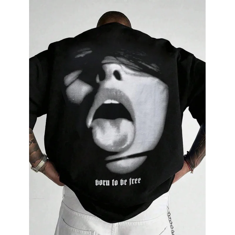 

Men Loose Fit Short Sleeve T-Shirt With Character Graphic Print, Street Wear, Boyfriend Gift