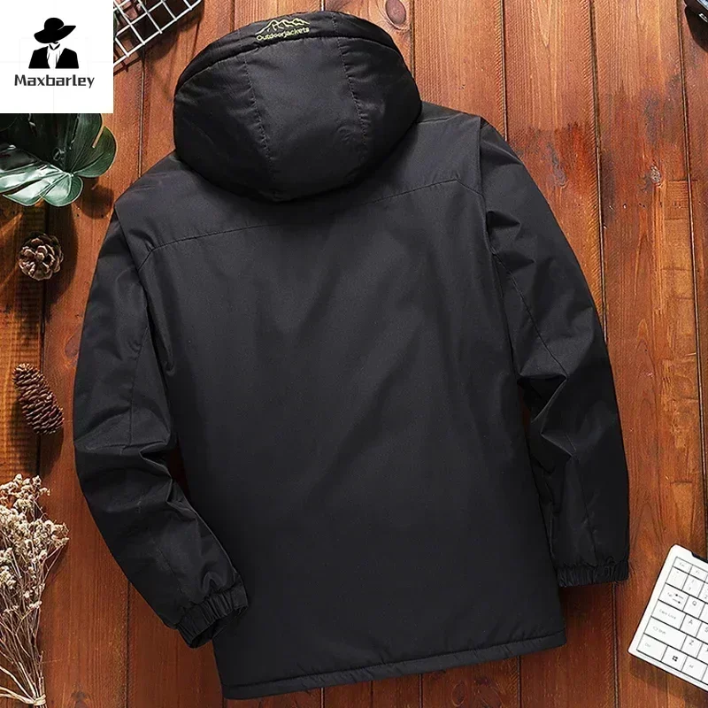 2024 Men\'s Winter Jacket Fleece Thick Warm Hooded Parka Male Waterproof padded Coat Snow Camping Outerwear Plus Size 7XL 8XL