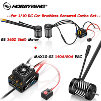 HOBBYWING EZRUN MAX10 G2 140A/80A 2-3S ESC w/ 3652 3665 G3 Motor Waterproof Brushless Sensored Combo Set for 1/10 RC Car Truck