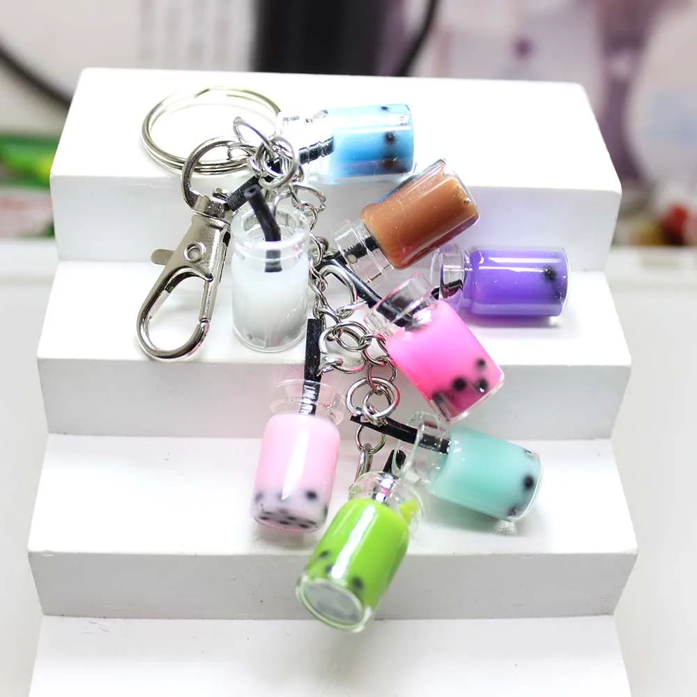 1Pcs/ Cute kawaii Charms Milk Tea Bottle Tea  Key Chain Diy Jewelry Making  Jewelry Making Supplies