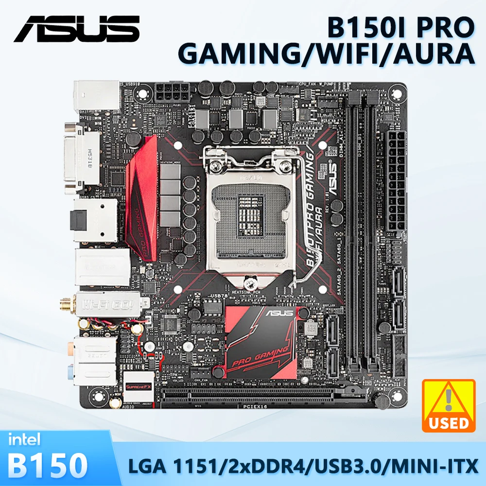 ASUS B150I PRO GAMING/WiFi/AURA Intel B150 Mini-ITX Motherboard LGA 1151 support Core i3-6300 7300 6500 7500 7700 G3950 cpu DDR4