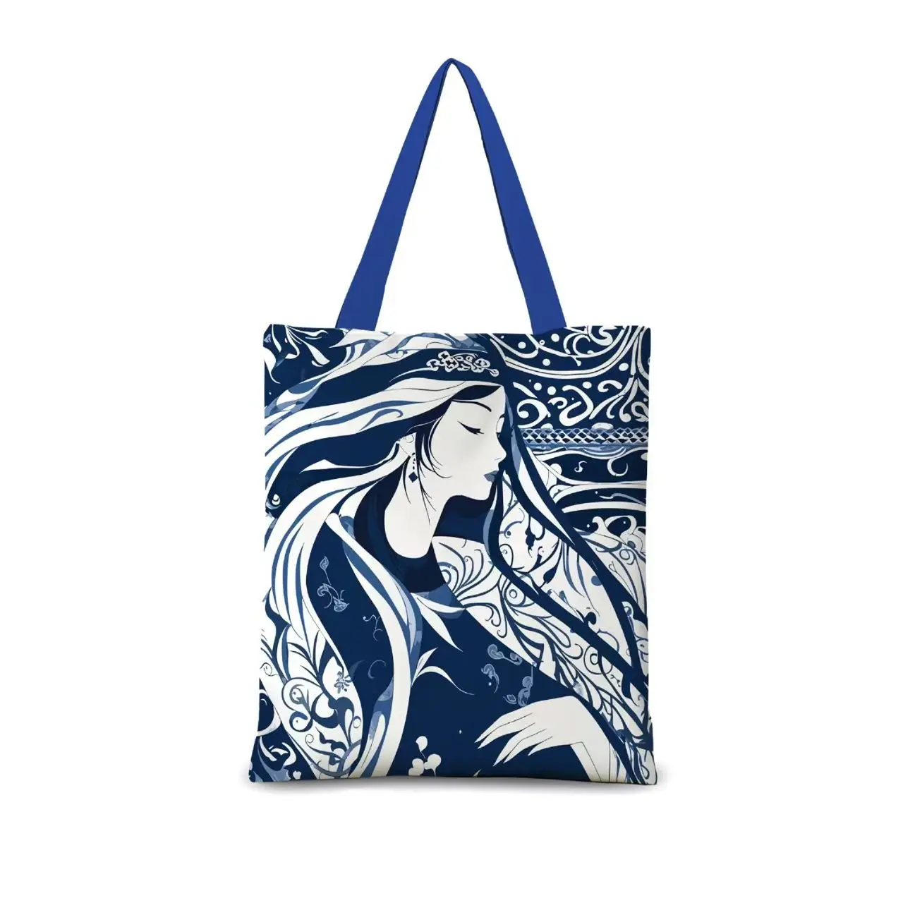Tie‑Dye Series Women Canvas Shoulder Bag, Large Capacity With Zipper Inner Pocket, Daily Commute Shoulder Handbag For Students