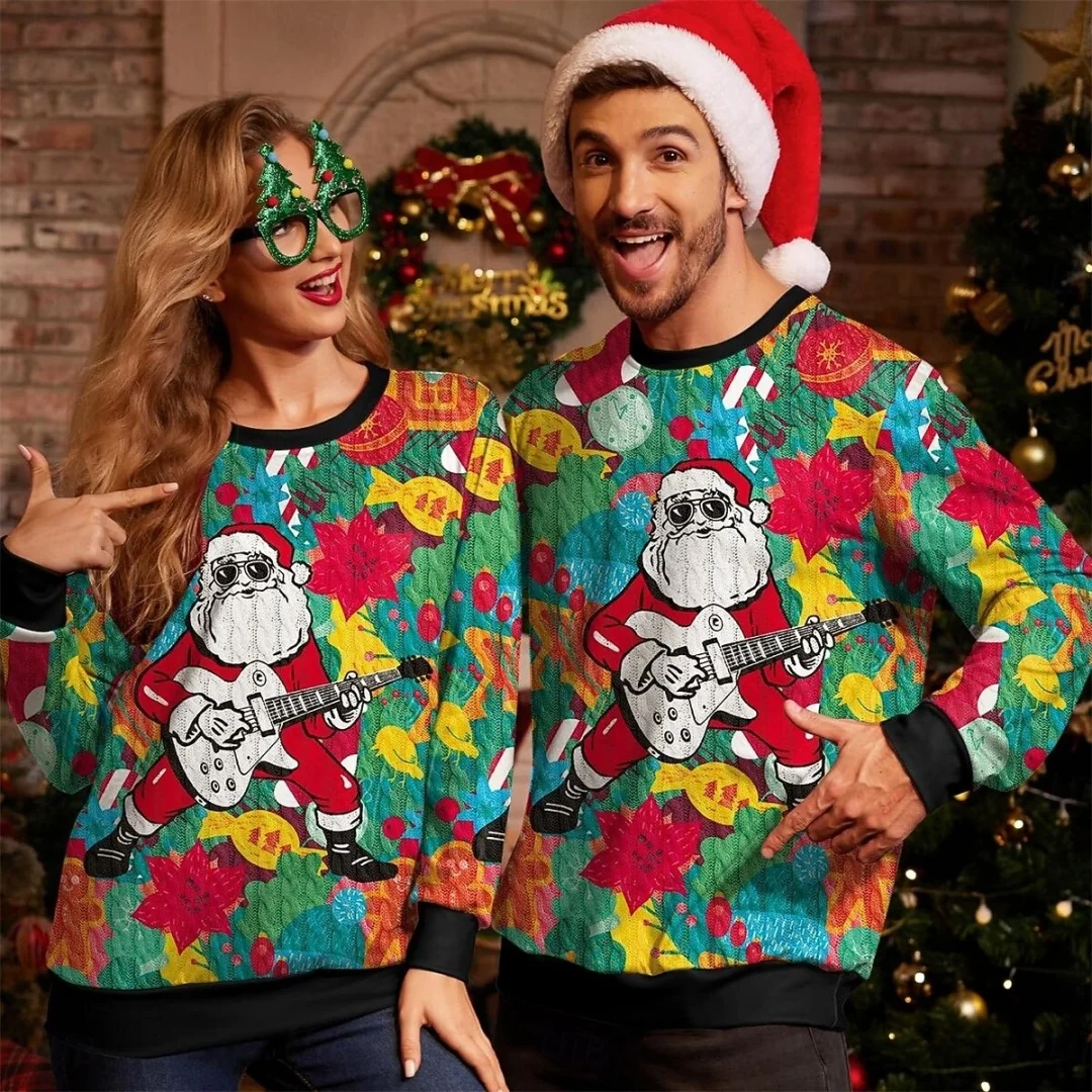 

Fashion Santa Claus Graphic Sweatshirts Ugly Christmas Sweatshirt Xmas Party Pullover Long Sleeve Casual Hoodies Unisex Clothing