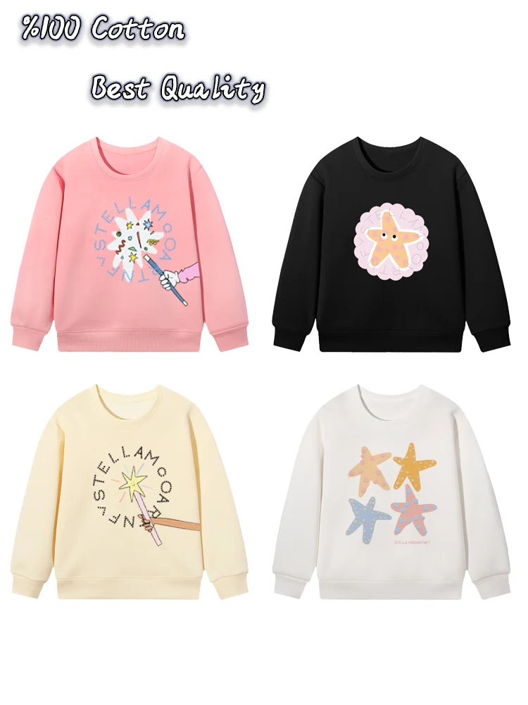 Cute Magic Wand girls hoodies winter kids clothes cotton warm tops cute starfish graphics girl sweatshirt fall children pullover