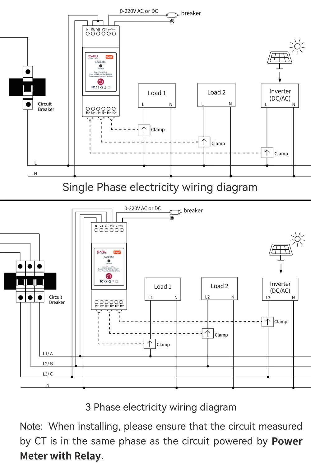 TUYA Wi-Fi умный трехфазный AC90-480V двунаправленный измерительный монитор мощности кВтч с 3 шт. CT зажимы переключатель реле