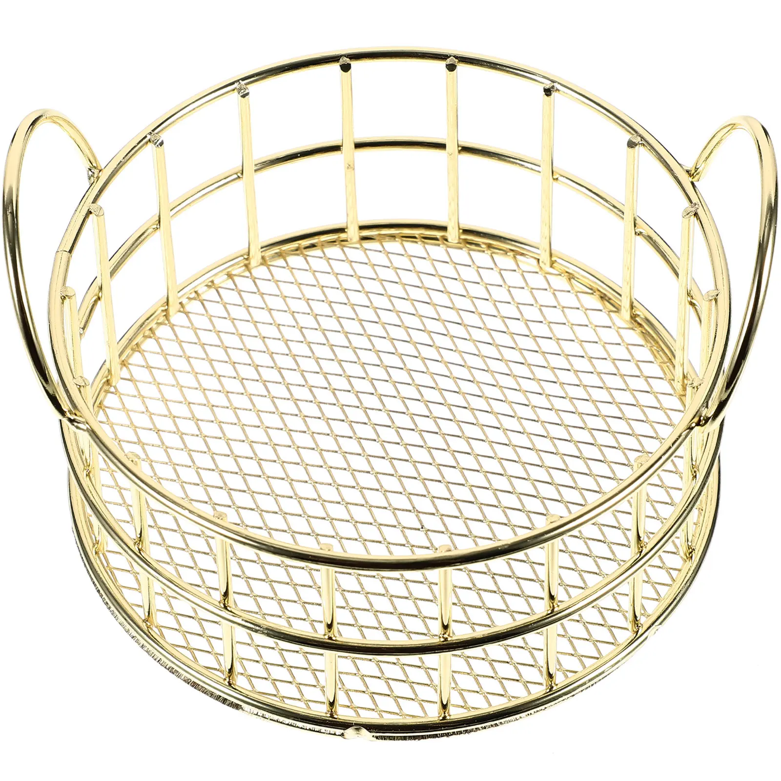 Mini Round Metal Storage Basket Cat Ear Decorative Design for Desktop Fruit Snack Candy Lipstick Organizer Home Office