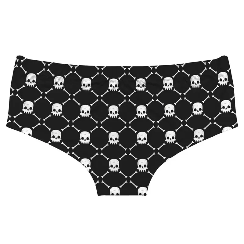 DeanFire Halloween Super Soft Low Rise Women\'s Novelty Panties Underwear Skull Heads Print Sexy Briefs Thongs Gifts