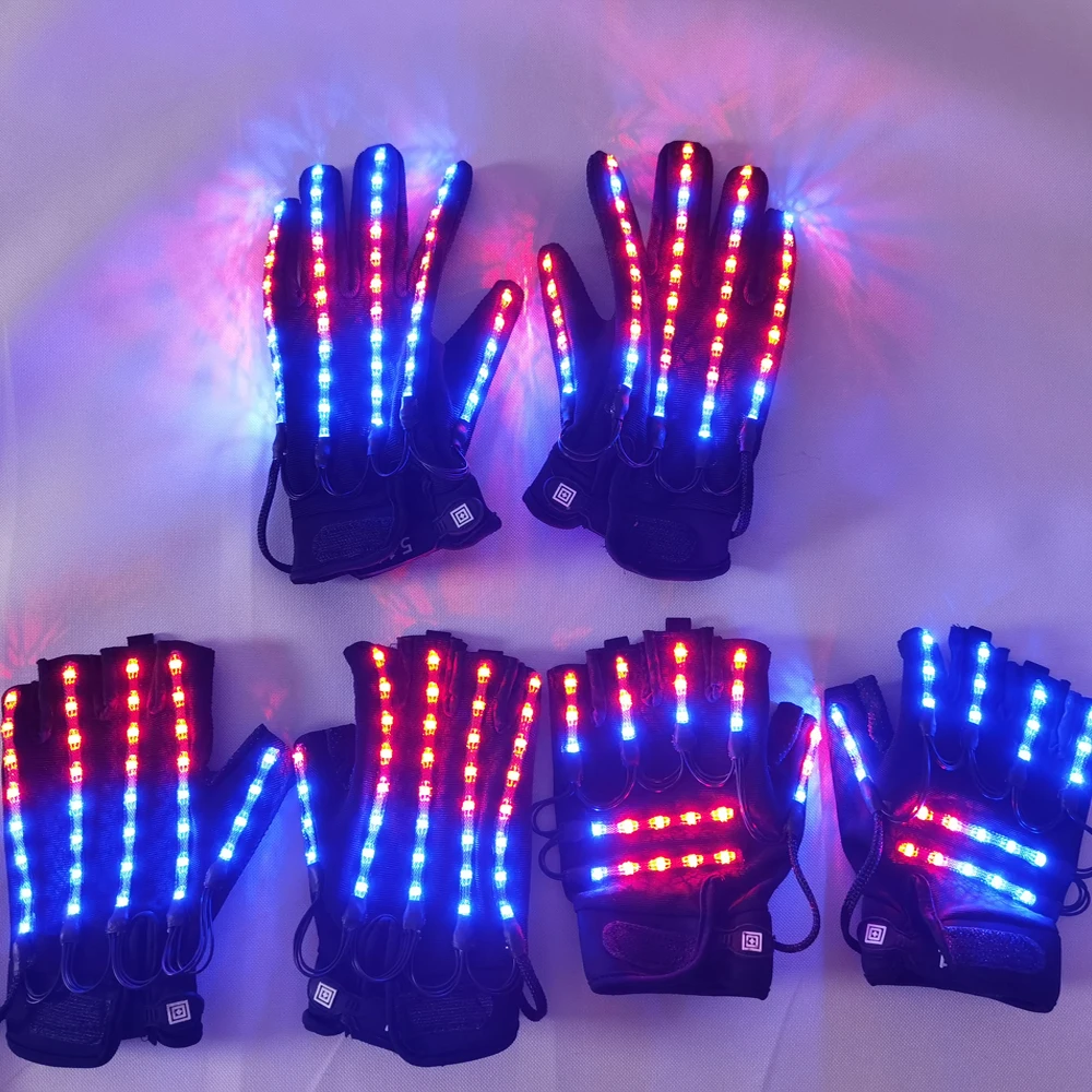 LED Gloves Luminous Flower Finger Light Gloves Party Supplies Dancing Club Props Stage LED Glove LED luminous Costumes