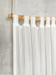Japanese Crane Sling Through The Rod Curtain With Pure White Crumple Belt Fold Curtain For Living Room