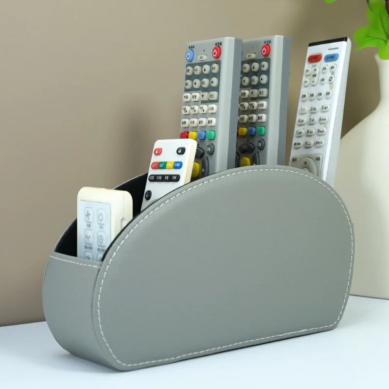 Remote Control Holder5Compartments,PU Leather Multi-Device Organizer for TV/DVD/Blu-Ray,Desk & DrawerStorageBoxHome&OfficeDecor