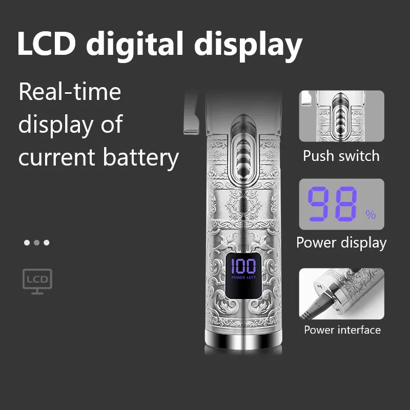 الأصلي المعادن مقبض الشعر المتقلب المهنية اللحية مقص الشعر للرجال قابلة للشحن الكهربائية قص الشعر اثنين سرعة قابل للتعديل