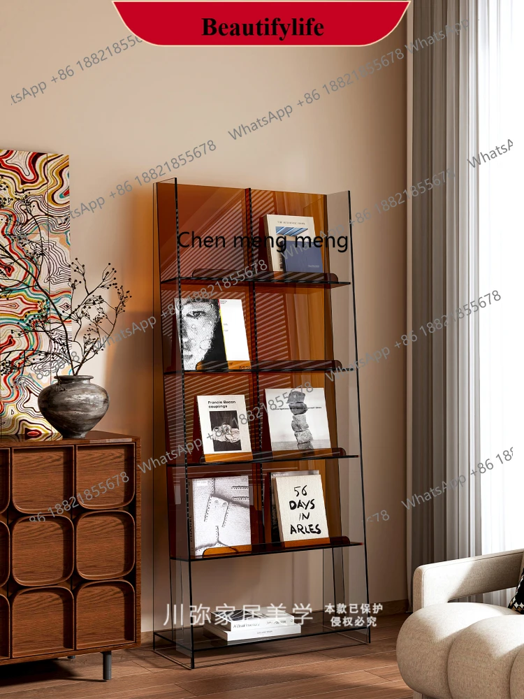 z183 Acrylic magazine rack Floor-to-ceiling bookshelf Light luxury shelf Living room display rack