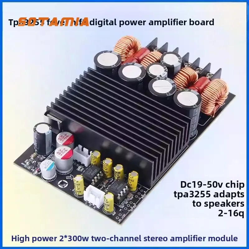

SOTAMIA TPA3255 Fever Grade HIFI Digital Power Amplifier Board High Power 300W*2 Stereo 2.0 Dual Channel Module Home Theater