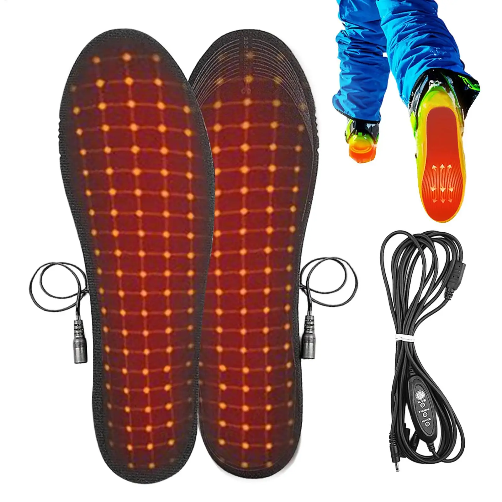 

3-х настроек температуры, стельки для обуви с подогревом, подушечки для обуви с электрическим подогревом, режущие стельки с подогревом, моющиеся для семейного зимнего лагеря