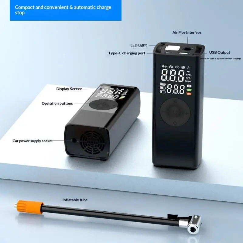 New Portable Wireless Tire Inflator Digital Electric Air Pump With LED Light For Car Bicycle Motorcycle And Ball Inflate