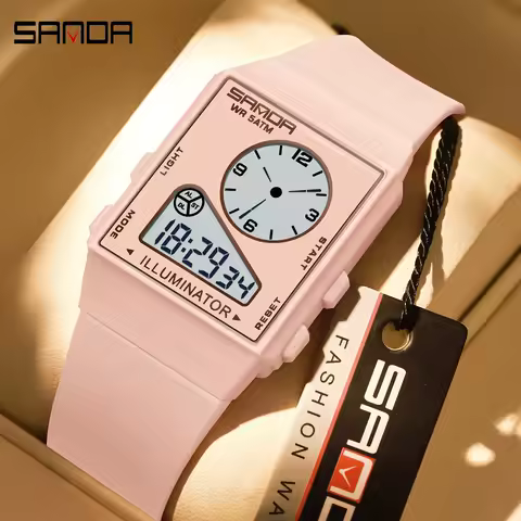 SANDA Top Brand Women Watch Outdoor Sports Waterproof Watches Digital Display Quartz Wristwatches Rubber Clock Relogio Feminino