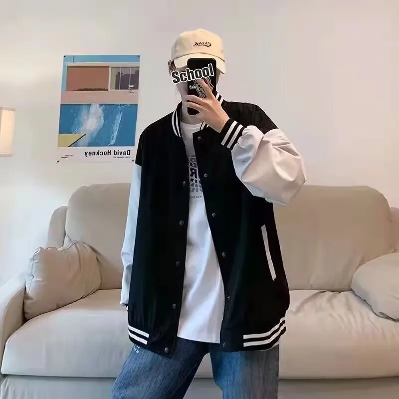 

Men's Baseball Jaet 2025 Autumn Winter New Sle Casual Loose Fce Lined Faionable Polyester Long Sve Coat for Teens