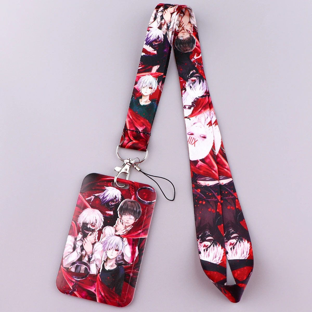 Japanese Anime Kaneki Ken Neck Strap Keychain Badge Holder ID Card Pass Hang Rope Lariat Lanyard for Key Rings Decorations