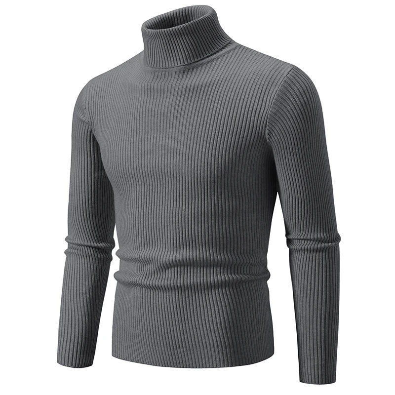 New Trend Men\'s High Neck Sweater Pullover Knitted Warm Casual Men Clothing Knitted Sweater Men