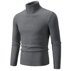 New Trend Men's High Neck Sweater  Pullover Knitted Warm Casual Men Clothing  Knitted Sweater Men