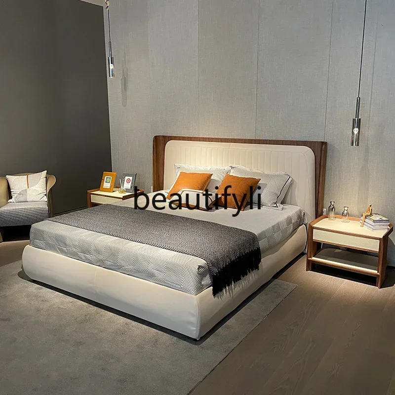 

Smt14 New Minimalist bedside table hard leather bedroom small apartment furniture s 14