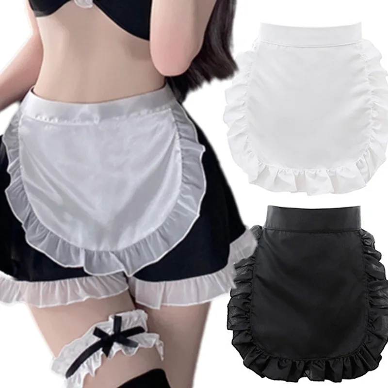 Maid Cosplay Waist Aprons Girls Cosplay Apron Half Apron Women Kitchen Cooking Party Ruffled Waist Aprons Maid Cosplay Costume