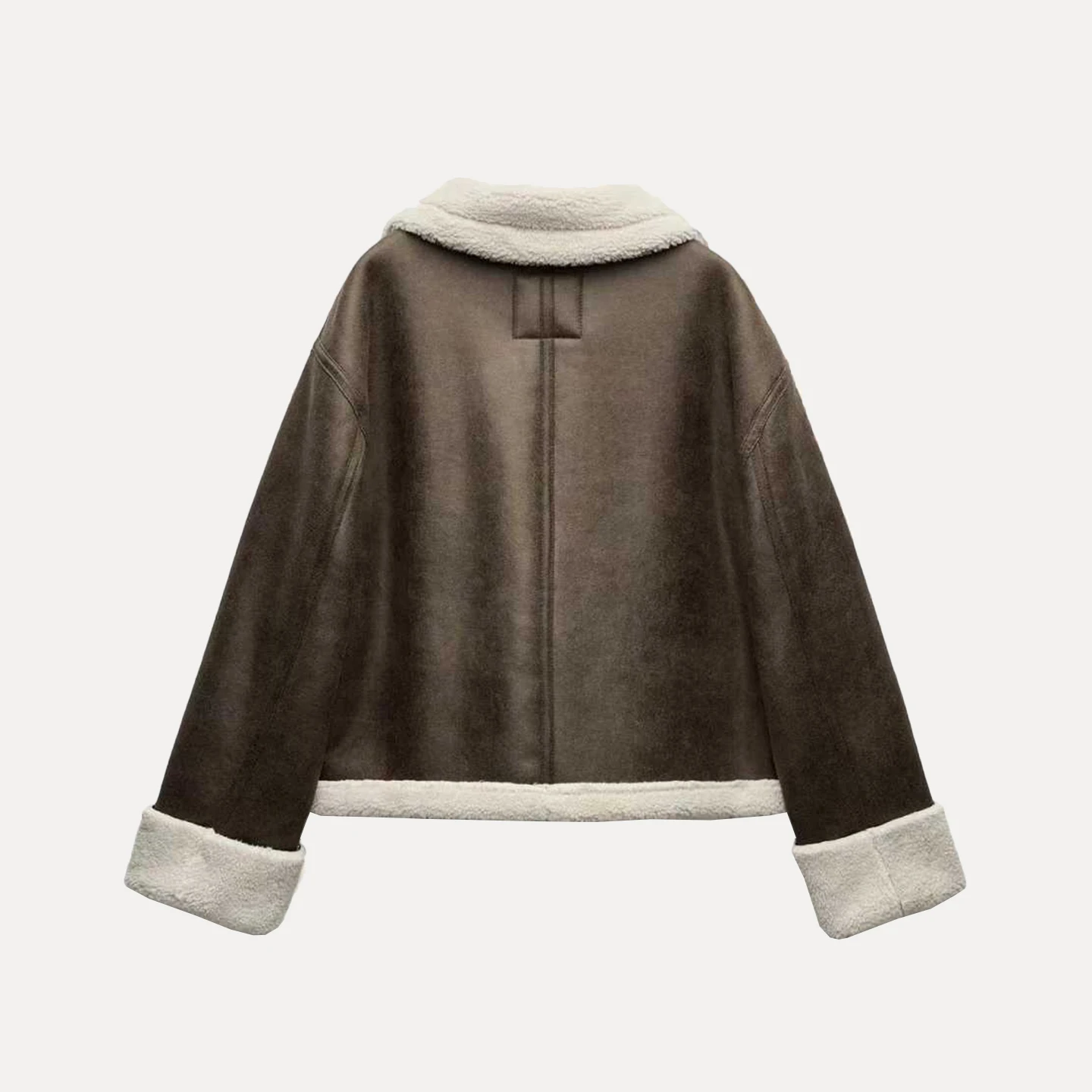 Z المرأة الرجعية طوق طويل Sve الفراء الجلود ort معطف دافئ الوقوف صالح السيدات ملابس خارجية للاستخدام اليومي خريف 2025 #4