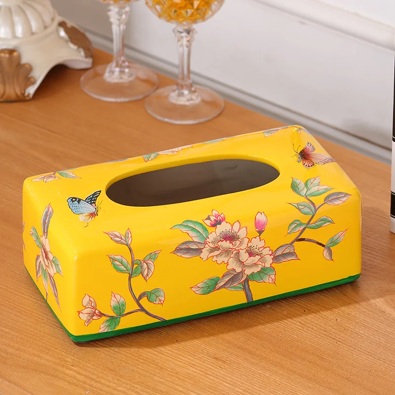 Imagem -05 - Caixa de Tecido de Cerâmica para Banheiro Porta-guardanapos de Mesa de Cozinha Cremalheira de Papel Higiênico Pintura Tradicional Chinesa de Flores e Pássaros