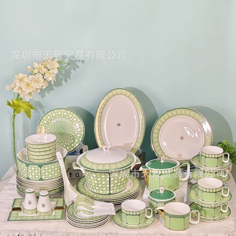 HYS Nordic light luxury ceramic tableware Phnom Penh bowl set combination household housewarming gift