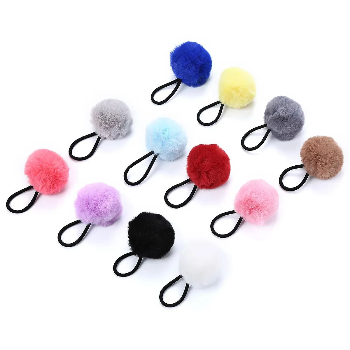 30pcs Hair Ties Pompom Ball Elastic  Band Fur  Fluffy Ponytail Holders for Women Girl Kids Birthday Gift Party Wedding Festival