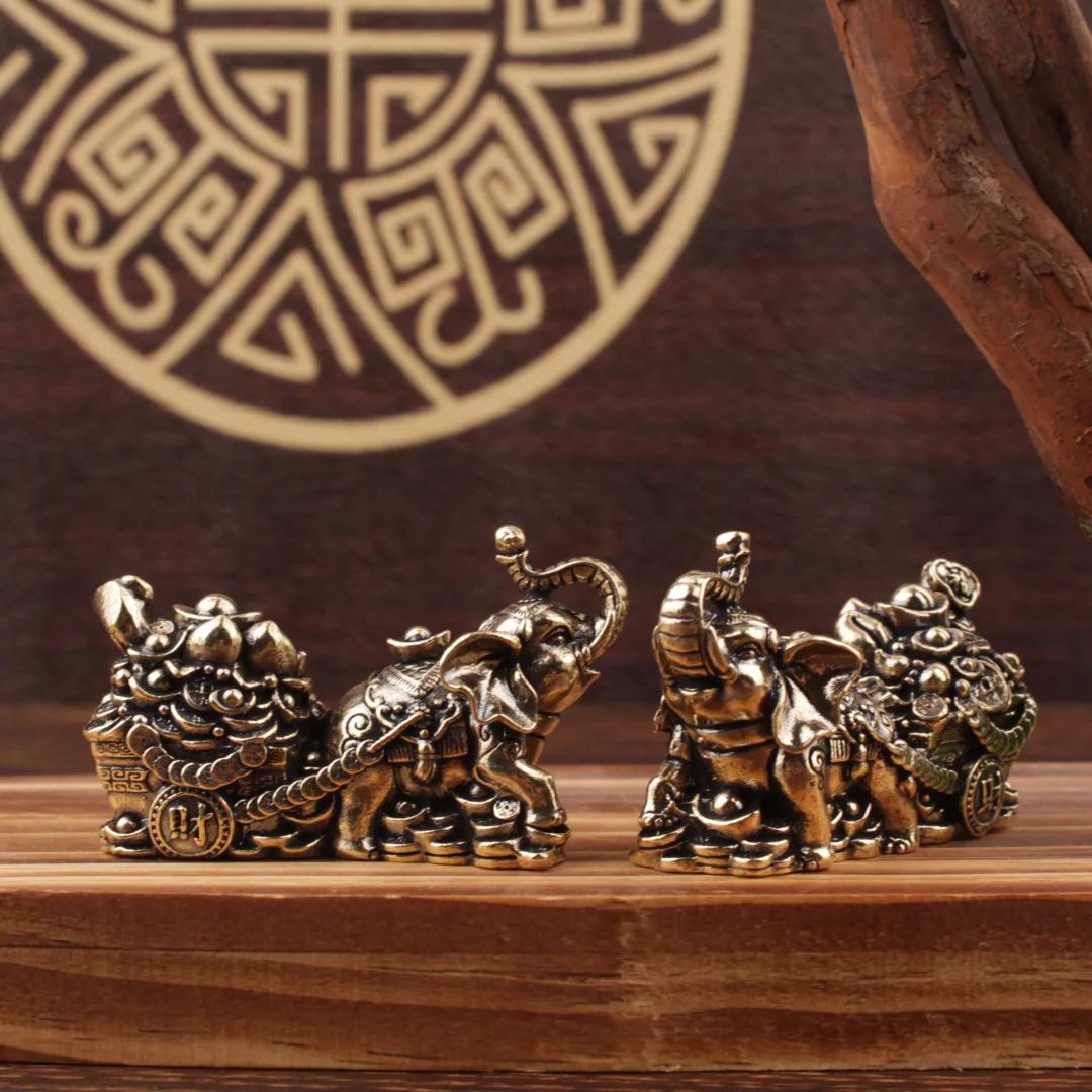 Elephant Ornament Cornucopia Elephant Pull Cart Home Crafts All Copper Living Room Office Opening Gifts