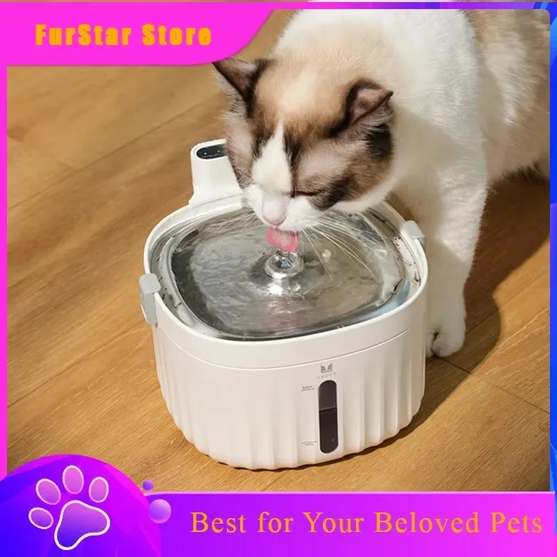 FurStar2L Battery Operated Cat Water Fountain With Wireless Motion Sensor Automatic Filtered Water Dispenser Essential Cat Acces