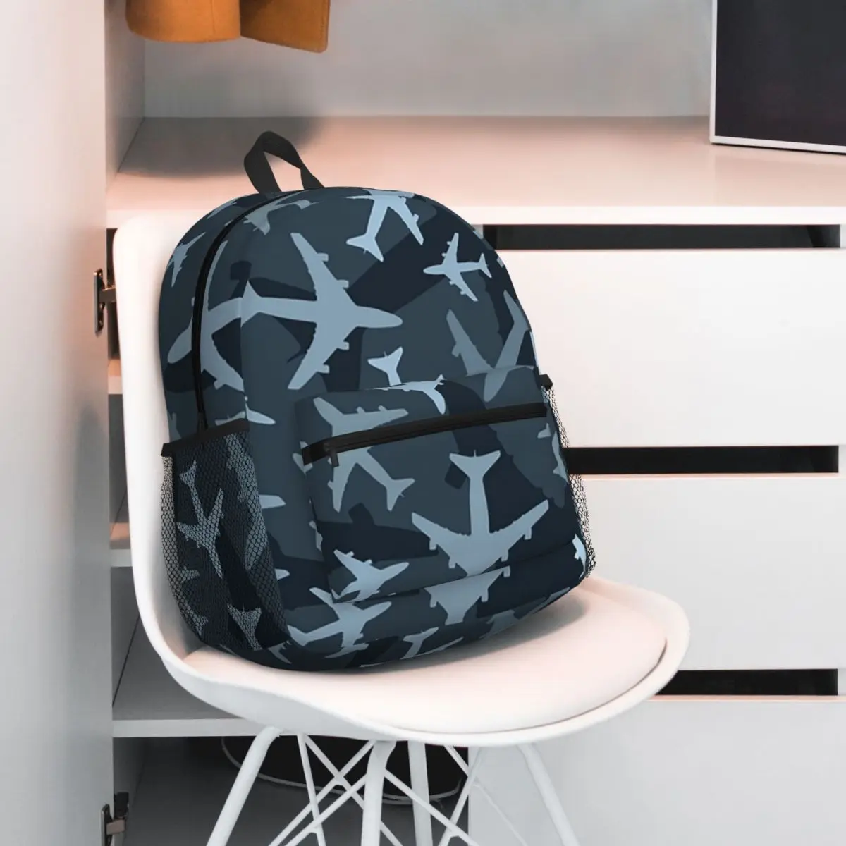 Random Airplanes Pattern Aviation Fighter Pilot Backpack Daypack Large Capacity Boys Girls BookBag School Bag Shoulder Bags