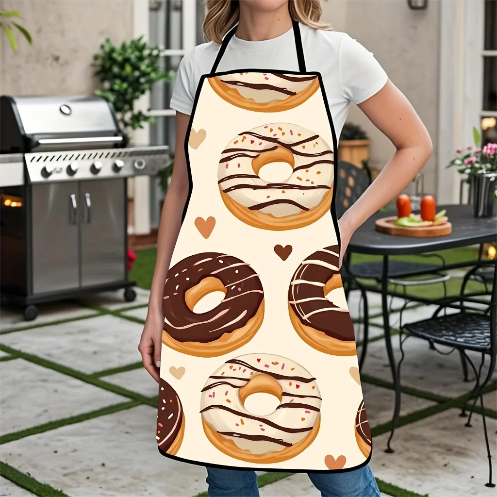 Cute Donut Pattern Apron for Kitchen Cooking Baking Apron Apron Smock Gift for Women