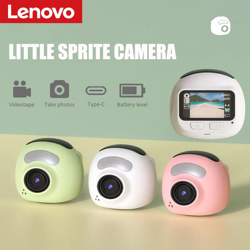 Lenovo Mini Camera Cute Full Color Large Screen Vlog Photography Video Recording Pocket Sprite Camera Children Student Campus
