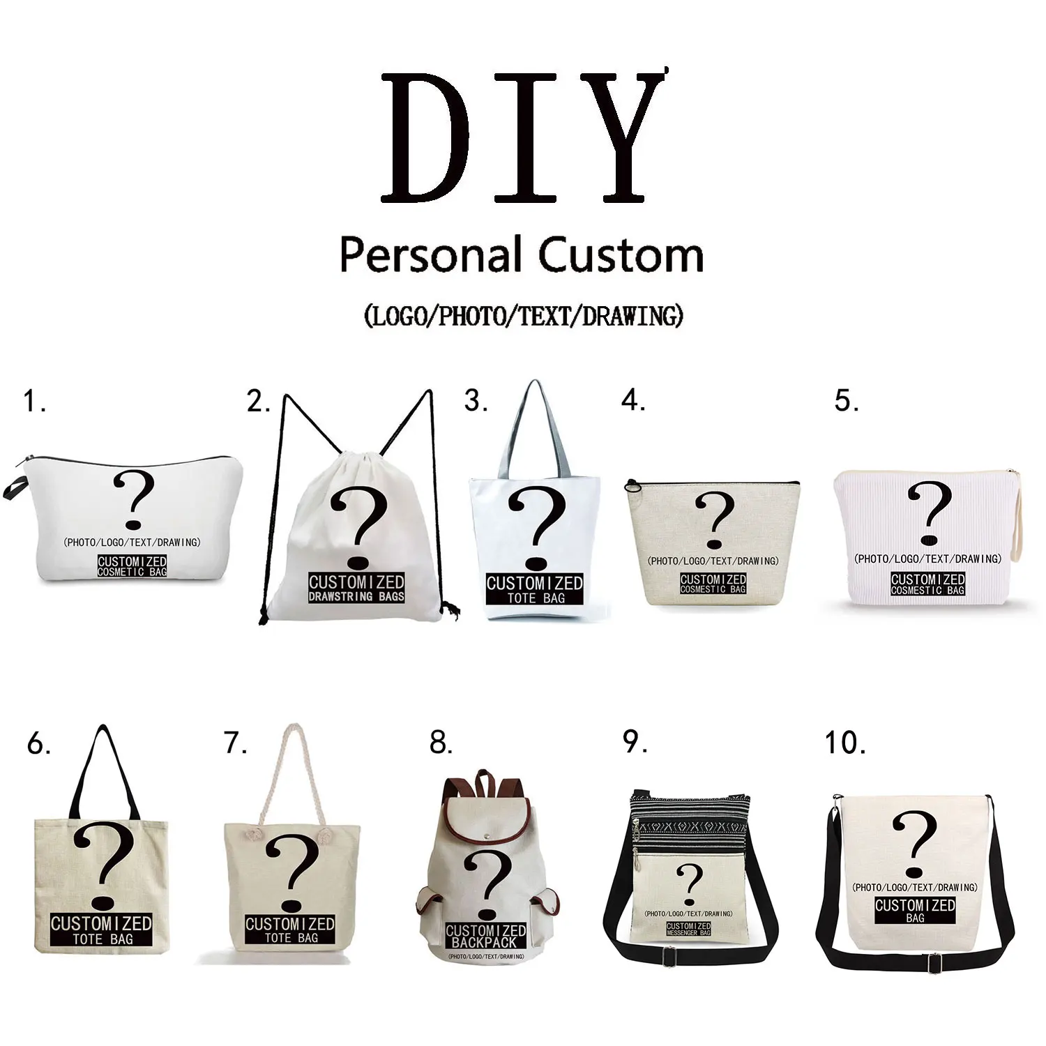 Personal Custom Print Bag Photo Logo DIY Handbag Fashion Cosmetic Makeup Bag High Capacity Backpack Casual Travel Drawstring Bag