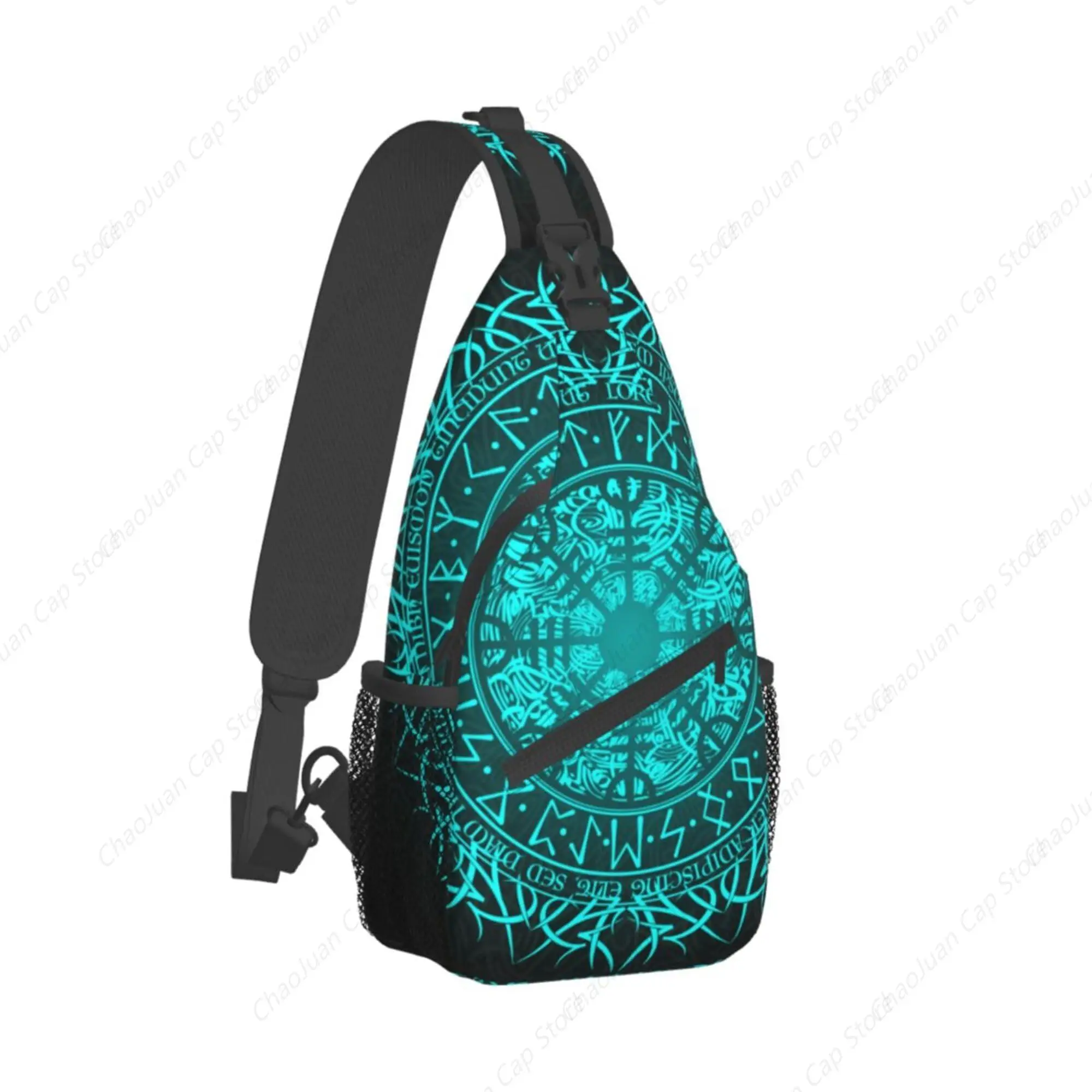 Blue Viking Vegvisir Compass Sling Backpack Bag For Women Men Chest Bag Daypack Crossbody Backpack For Travel Sports