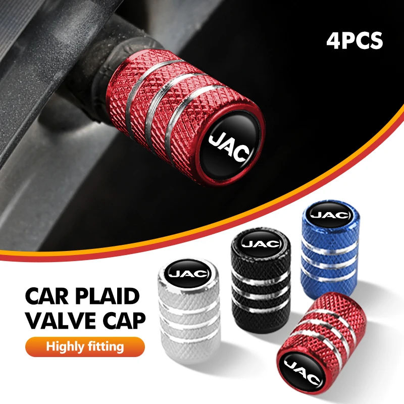 4 Peças de Acessórios de Metal para Válvulas de Pneu de Carro, Tampas Protetoras Contra Poeira para JAC Refine J3 J2 S5 A5 J5 J6 J4 T8 Vapour S2 Vapour