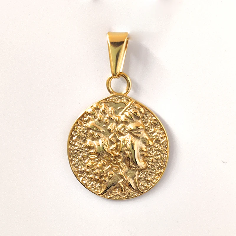 Face Off Pendant Necklace With 18k Gold Plated Handcrafted Zeus Herra Janiform Head Greek Mythology Coin Necklace Jewelry Gift