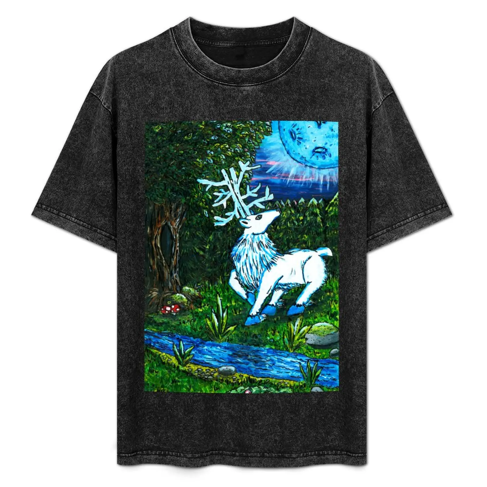 

Dark Forest With White Stag T-Shirt Breathable Lightweight Summer Top